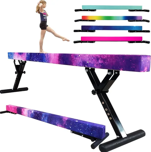 Vista 22 de FC Funcheer - Viga de equilibrio ajustable para niños - Viga de gimnasia de 8 pies - Viga de piso alto y bajo para todos los niveles de gimnasia