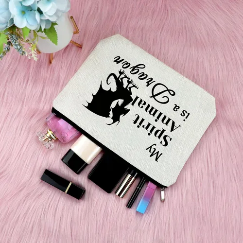 Vista 4 de Sfodiary Bolsa de maquillaje con temática de animales para amantes de las ranas para amantes del conejillo de Indias Dragón, cumpleaños, Navidad