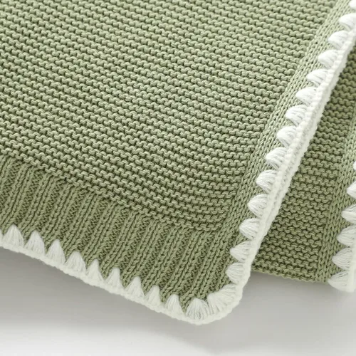 Vista 6 de mimixiong Manta de bebé 100% algodón tejida celular para niños y niñas, color verde, 40 x 30 pulgadas