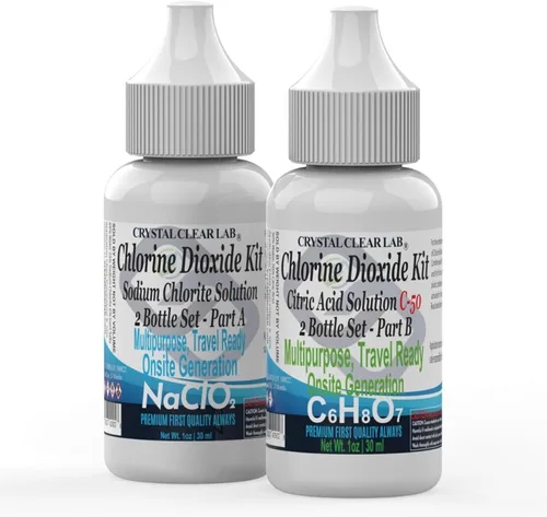 Vista 2 de Crystal Clear Lab - Dióxido de cloro – Solución de ácido cítrico de 2 onzas en agua destilada (2 botellas)