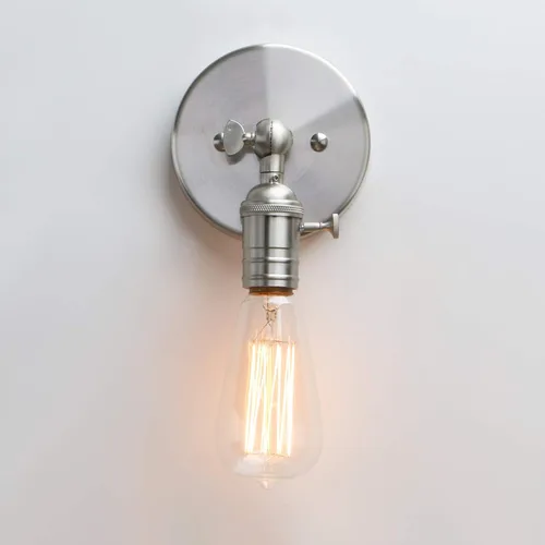 Vista 11 de PERMO lámpara estilo candelabro de metal industrial vintage para montar en pared Mini única (cepillado)