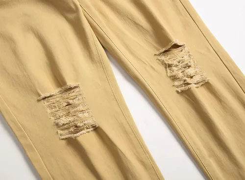 Vista 4 de Baylvn Pantalones de mezclilla para hombre, rasgados, desgastados, rectos, ajustados, casuales, a la moda