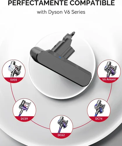 Vista 2 de morpilot Batería de repuesto recargable de 21.6V 8000mAh para Dyson V6