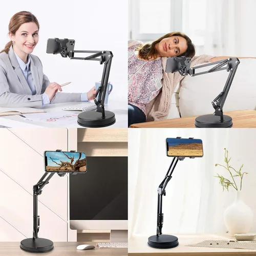 Vista 5 de Chromlives Soporte de teléfono superior - Soporte de brazo articulado con base, soporte ajustable para teléfono y tableta 360 grados