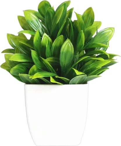 Vista 2 de AkoMatial Plantas artificiales en maceta Plantas artificiales en maceta de eucalipto falso pequeño bonsái realista buscando hotel D