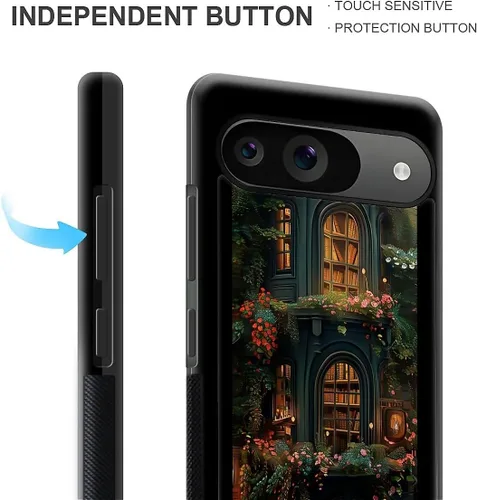 Vista 1455 de Compatible con Google Pixel 4A 5G Mobile Case Creative Acrylic Panel trasero Silicona Protección Grip especialmente diseñado para Google Pixel 4A 5G