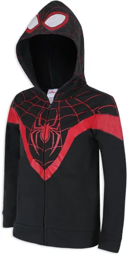 Vista 6 de Marvel Miles Morales Spider-Man - Sudadera con capucha y cremallera para niños pequeños y grandes - NegroRojo