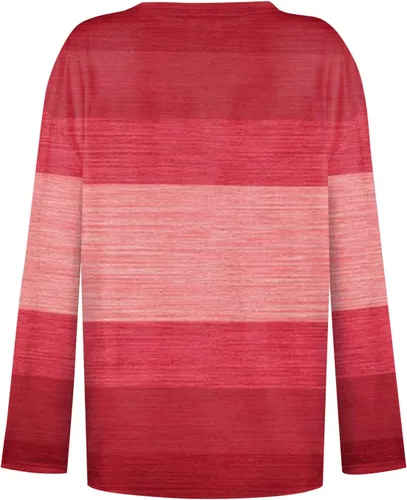Vista 3 de FlekmanArt Womens Tops Slim Fit Retro Stripe Printing Outfit V Neck Long Sleeve Sweatshirts Hide Belly Pullover Tops