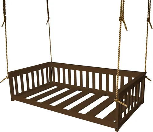 Vista 21 de Amish-Made - Cama de columpio de madera negra con cuerdas Pintura negra