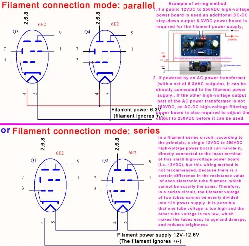 Vista 4 de 1 Unidades Dual Way Magic Eye 6E2 Tubo Indicador de Nivel de Audio Módulo VU Medidor Espectro Música Tubo de Vacío Indicador de Nivel de Conductor