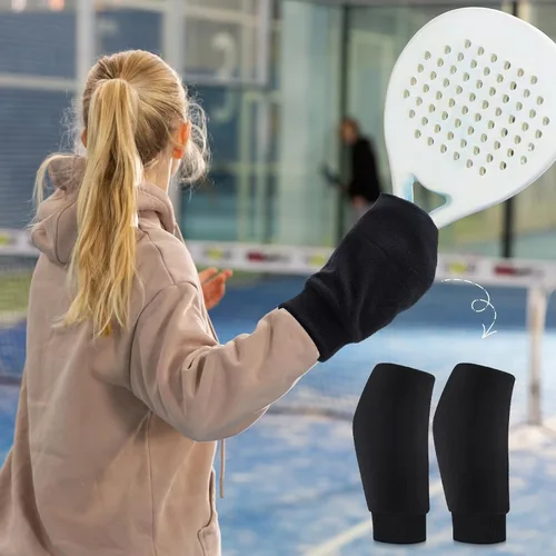 Vista 5 de 1 par de guantes de raqueta para pickleball y raquetball en climas fríos, cálidos y ultra transpirables, puños de punto elásticos para mujeres