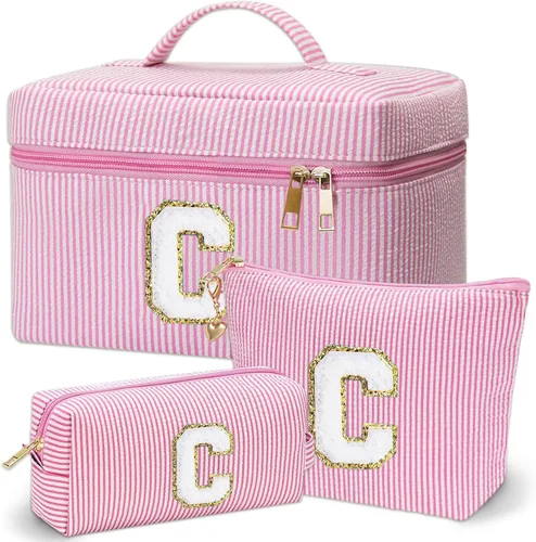 Vista 13 de Bolsa de maquillaje Adoryoung 3 piezas rosa+azul, Azul, A