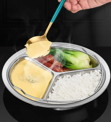 Vista 2 de Bandeja de vapor dividida de acero inoxidable 304 con asas para olla instantánea (5/6 cuartos de galón)