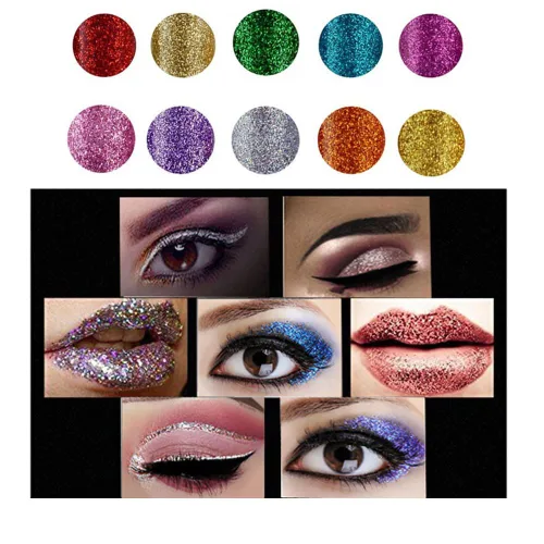 Vista 6 de BestLand - Delineador de ojos con purpurina líquida, 10 colores metálicos brillantes con purpurina, sombra de ojos pigmentada, brillo para cejas
