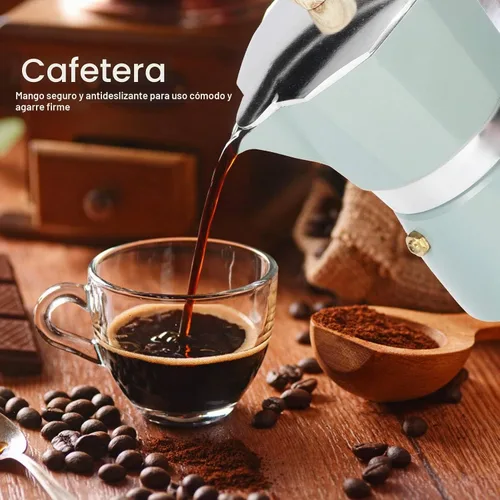 Vista 3 de Cafetera espresso para estufa, taza de café expreso de 3/6, portátil, de aluminio, cafetera italiana, estufa superior, cafetera percoladora