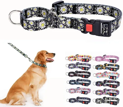 Vista 6 de Collar Martingale para perros con hebilla, antideslizante, a prueba de escapes, collares limitados para mascotas, cierre a presión con cierre