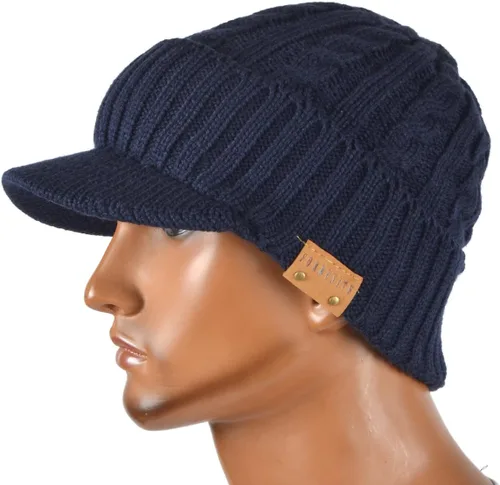 Vista 2 de Gorro de punto para hombre con visera Skullcap Cadet Newsboy Cap Ski Winter Hat