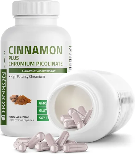 Vista 4 de Bronson Cinnamon Plus Suplemento de picolinato de cromo, cromo de alta potencia, sin OMG, 120 cápsulas vegetarianas