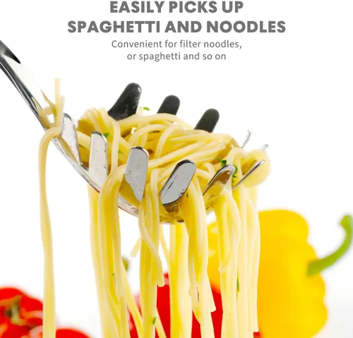 Vista 5 de Cabilock Servidor de cuchara de espagueti de acero inoxidable con mango cómodo, práctica cuchara de servir de fideos para albóndigas de pasta y más