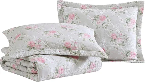 Vista 6 de Laura Ashley - Juego de edredón individual, ropa de cama reversible de algodón con fundas a juego, decoración ligera del hogar para todas