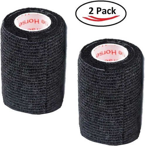 Vista 2 de Cinta adhesiva para veterinarios (negro) (paquete de 2) (3 pulgadas x 15 pies), autoadhesiva, adherente, cohesiva, flexible, autoadhesiva, rollo