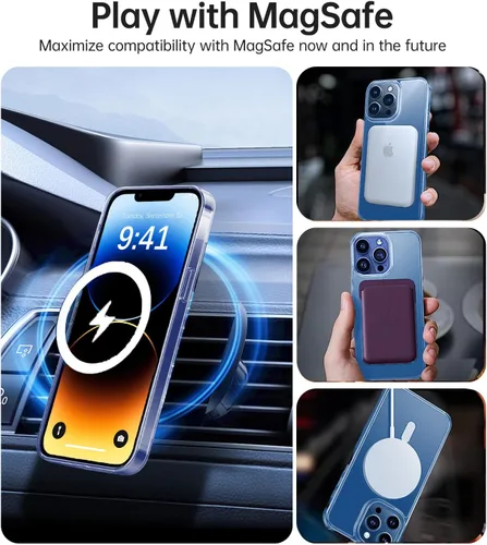Vista 2 de Funda magnética para iPhone 13 Pro Max [compatible con MagSafe] [probada en caídas de grado militar de 10 pies] Funda delgada translúcida mate