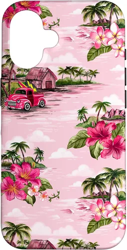 Vista 31 de Funda para iPhone 11 Tropical Hibiscus Island Palm Tree Rockabilly Surfer Beach