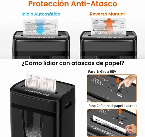 Vista 6 de Bonsaii Trituradora de papel resistente de corte cruzado de 12 hojas para Negro