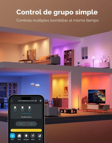 Vista 6 de Govee BR30 Bombillas inteligentes 850 LM, base RGBWW E26, paquete de 4