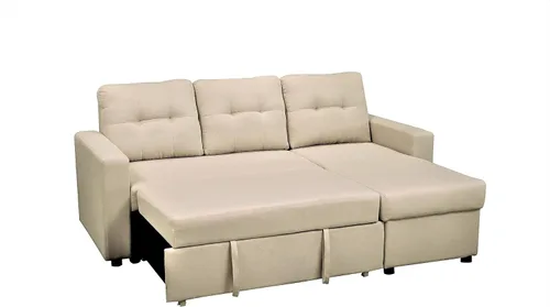 Vista 4 de Container Furniture Direct Sofá cama modular convertible en forma de L, muebles de apartamento elegantes, sofá extraíble de ahorro para espacios