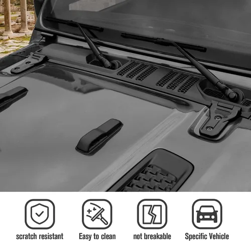 Vista 5 de JeCar Cubiertas de bisagra de capó, accesorios exteriores compatibles con Jeep Wrangler JL JLU 2018-2023, color negro
