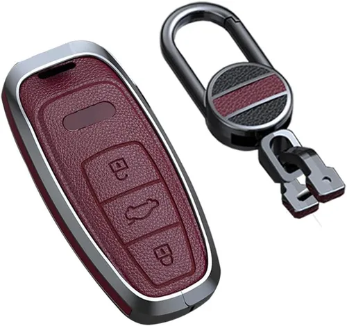 Vista 8 de SANRILY Funda de llavero negra sin llave para Audi A6 A7 A8 2020 2021 E-tron Q8 Q7 de metal con llavero Negro