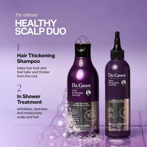 Vista 8 de Dr. Groot Champú para engrosar el cabello, cuidado coreano del cabello con biotina, aceite de romero para ayudar a dar volumen al adelgazamiento