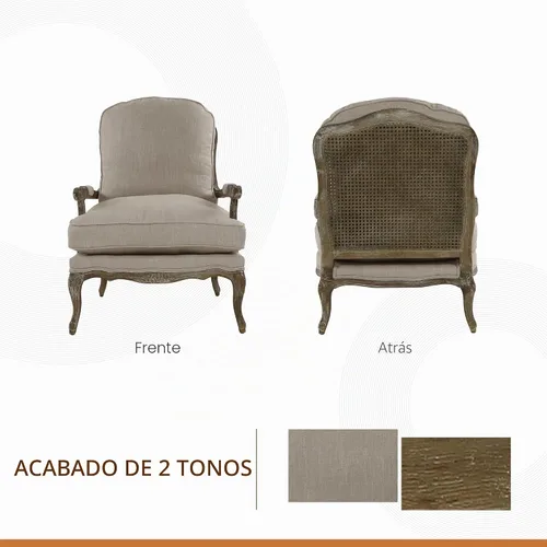Vista 7 de Lexicon French Country Wood Accent Chair, Carved Frame, Neutral
