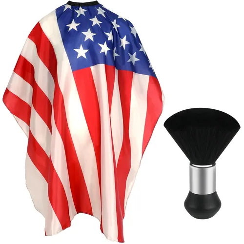 Vista 8 de FEBSNOW Capa de Barbero Impermeable Profesional para Corte de Cabello Cepillo Quitapelusas de Cuello para Corte de Pelo Verde Militar Salón Barba