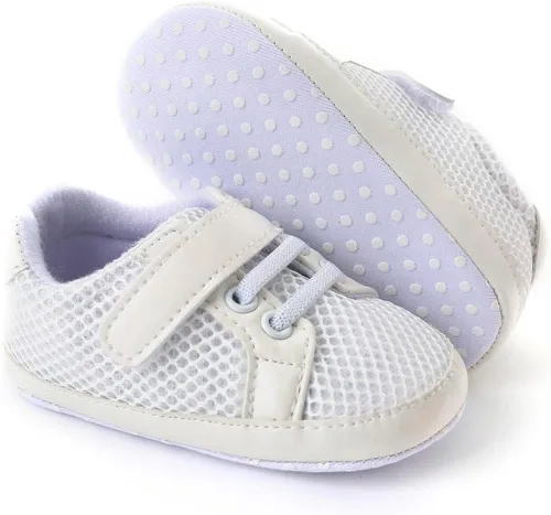 Vista 2 de Clowora Zapatos para bebés y niñas con suela de goma antideslizante, zapatos de cuna para recién nacidos, mocasines planos.