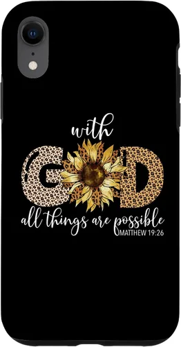 Vista 24 de iPhone 16 With God All Things Are Possible Leopard Sunflower Faith Case