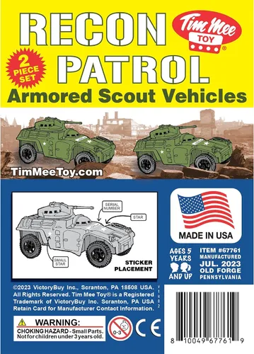 Vista 5 de TimMee Recon Patrol Carros Blindados - Vehículos de Exploración de Ejército de Plástico Verde OD