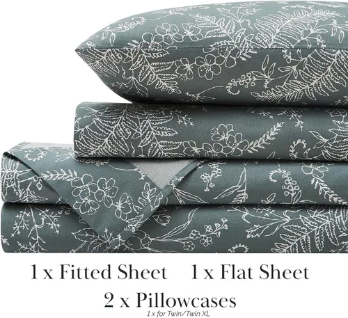 Vista 265 de Southshore Fine Living, Inc. Colección Winter Brush, juego de sábanas de 3 piezas para cama individual, sábana bajera con bolsillo profundo de 14