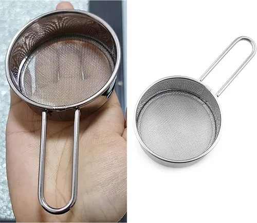 Vista 3 de Colador pequeño, colador de harina, mini tamiz de harina pequeño para polvo de hornear, azúcar, café, pastas, té, tamiz de 2.6 pulgadas, 40