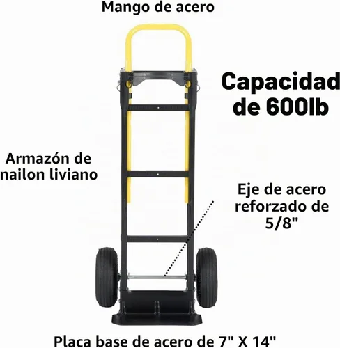 Vista 5 de Carretilla de mano Harper Trucks, convertible, nailon, con ruedas de 10 pulgadas, PGDYK1635PKD