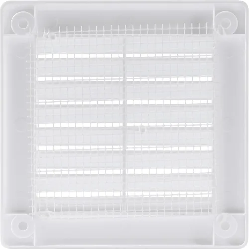 Vista 5 de Medida de apertura de 3'' x 3'' pulgadas / Rejilla externa de ventilación cuadrada blanca con malla protectora - Registro de plástico ligero Blanco