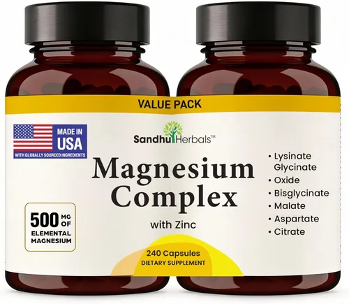 Vista 10 de Complejo completo de magnesio de 500 mg para mujeres y hombres 60 cápsulas Suplemento Mag 6 en 1 con zinc Calidad del sueño y salud muscular