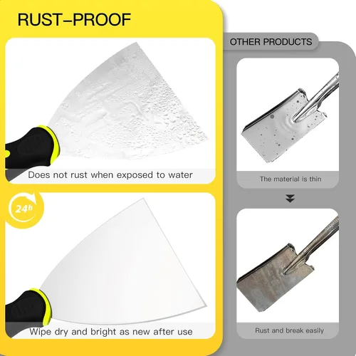 Vista 5 de DEKEones Raspadores de masilla, cuchillo de espátula de 1.5 pulgadas, herramienta raspadora de metal para acabado de paneles de yeso, raspado