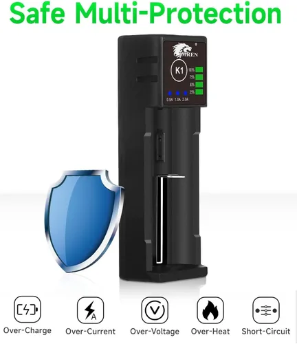 Vista 6 de IMREN Cargador de Batería 18650 de Una Sola Ranura, Cargador de Iones de Litio de 3.7V para Baterías 18650 18500 18350 20700 21700 26650