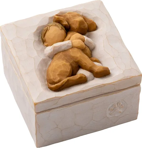 Vista 11 de Willow Tree True, Truly a Friend, Caja para joyas y tesoros con tallado en bajorrelieve de niña con cachorro, caja de recuerdo esculpida pintada a