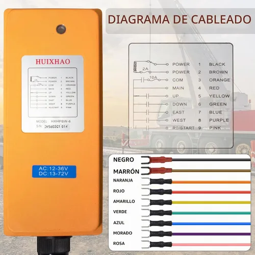 Vista 3 de HXH - Control remoto de grúa inalámbrica industrial de 6 botones, AC12-36V/DC13-72V