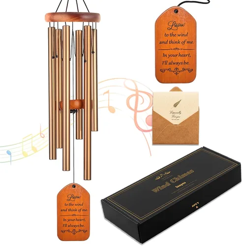 Vista 9 de Soopau Campanillas de viento para exteriores, de madera de 30 pulgadas, campanillas de viento conmemorativas para la pérdida de un ser querido