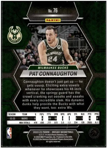 Vista 2 de Pat Connaughton 2022-23 Panini Mosaic #76 NM+-MT+ NBA Basketball Bucks