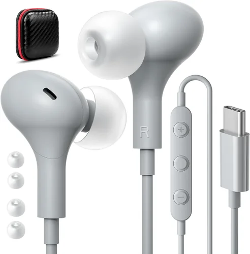 Vista 16 de APETOO Auriculares USB C para Samsung Galaxy S24 Ultra S23 FE S22 S21 A55 A54 A53 Auriculares magnéticos con cable con cancelación de ruido